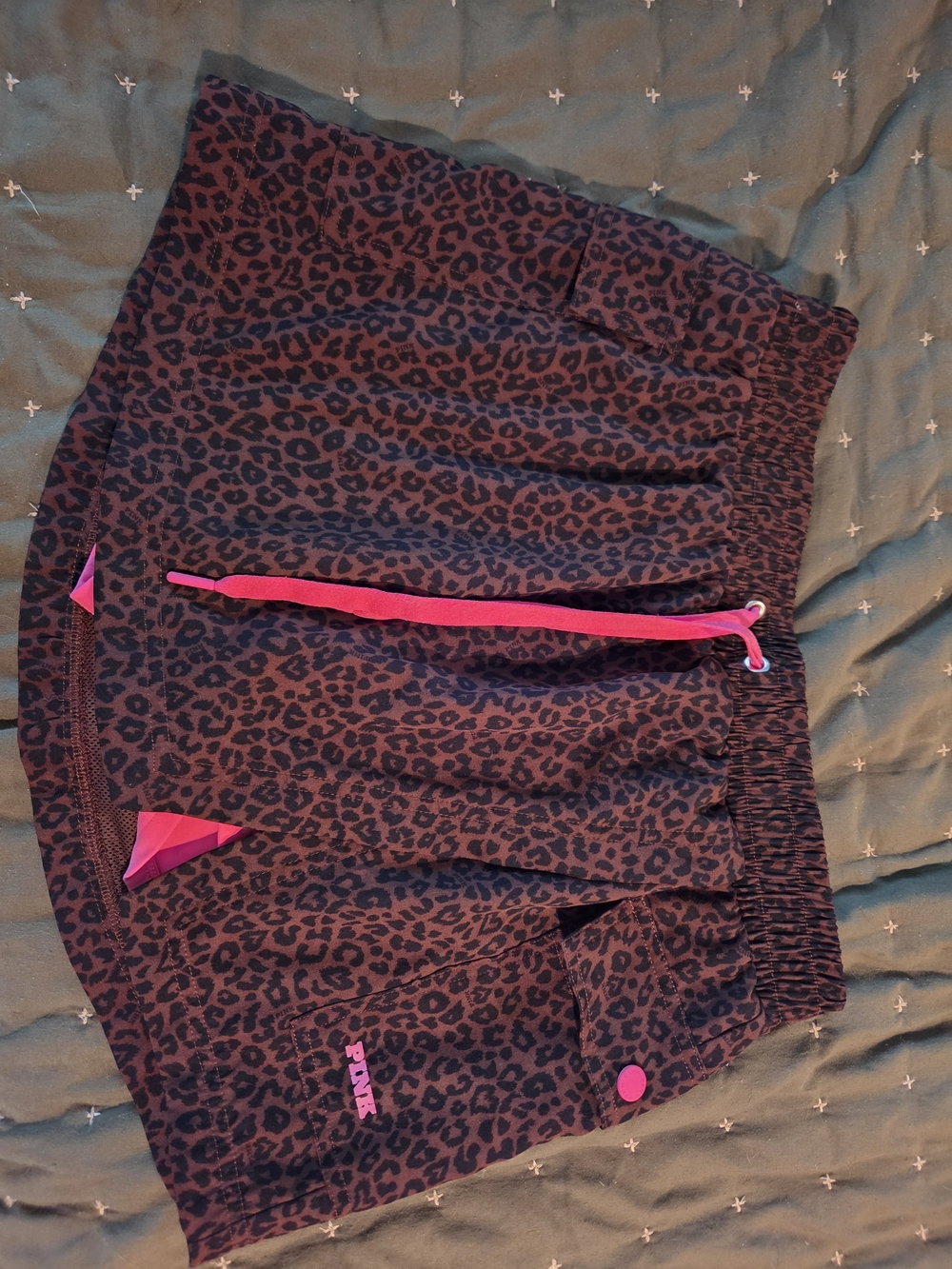 PINK Victoria's Secret Black and Pink Leopard Mini Skort